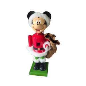 Disney Wooden Mickey Mouse Christmas Nutcracker Santa w/Sack Flawed